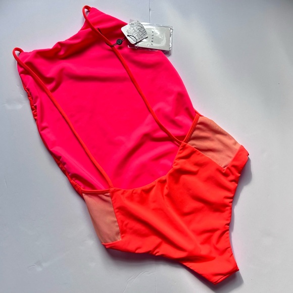 NWT Free People FELLA Mad Max Low Back Orange Sherbert One-Piece MSRP$180 - Picture 7 of 16